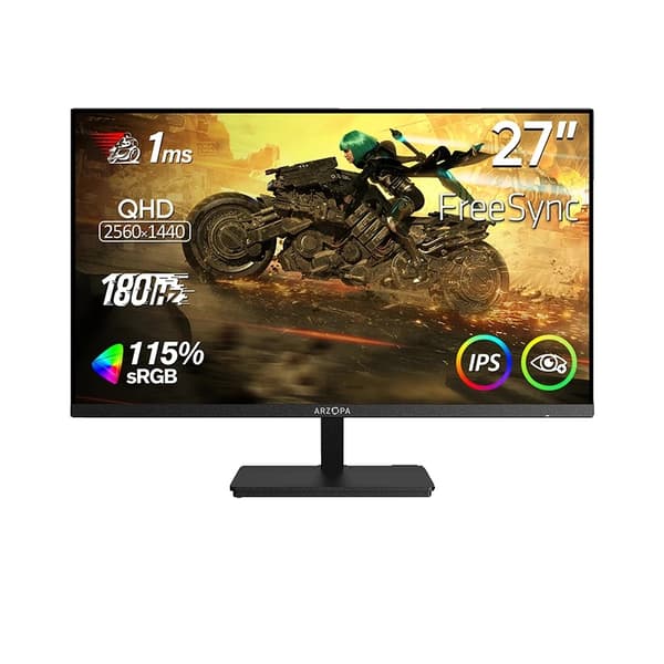 ARZOPA Pelimonitori, 27 QHD, 180Hz Päivitystaajuus,27 QHD 180Hz