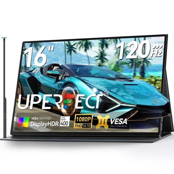 Kannettava näyttö, 16" IPS-näyttö, 120Hz virkistystaajuus,musta, EU -pistoke