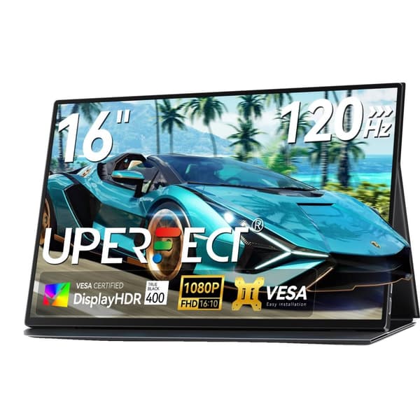 Kannettava näyttö, 16" IPS-näyttö, 120Hz virkistystaajuus,musta, EU -pistoke