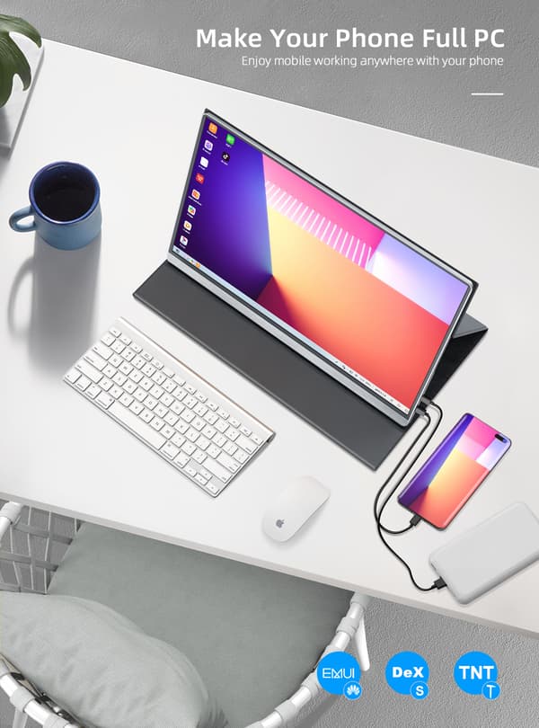 UPERFECT 4K Bärbar Skärm, Fantastisk 3840 x 2160 Upplösning, Inbyggda Högtalare,Eu plugg