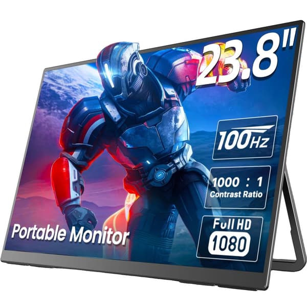 Bærbar Spilmonitor, 23,8" Full HD, 100Hz Opdateringsfrekvens,100HZ, EU-stik