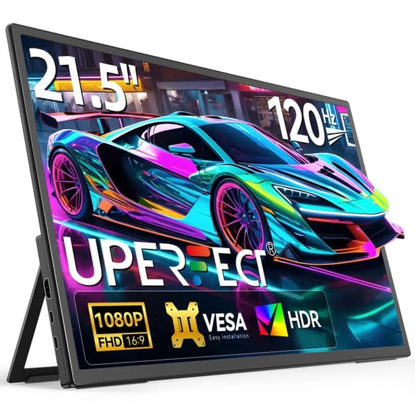 Kannettava näyttö, 21,5 tuuman IPS-näyttö, 120 Hz virkistystaajuus,120HZ, Eu plug in Finnish is "Eu-plugi".
