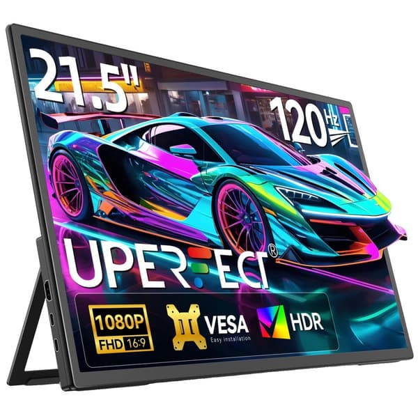 Kannettava näyttö, 21,5 tuuman IPS-näyttö, 120 Hz virkistystaajuus,120HZ, Eu plug in Finnish is "Eu-plugi".