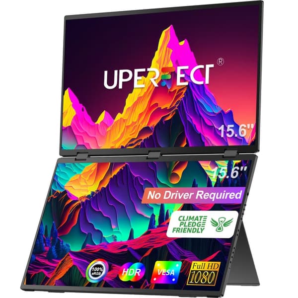 Kannettava kaksoisnäyttö, 15,6" Full HD, 60Hz virkistystaajuus,Eu plug in Finnish is "Eu-plugi", Ei kuljettajaa vaadita