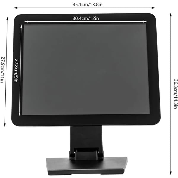 15 tuuman LCD-kosketusraha näyttö, korkea resoluutio 1024×768, kapasitiivinen kosketusnäyttö,musta