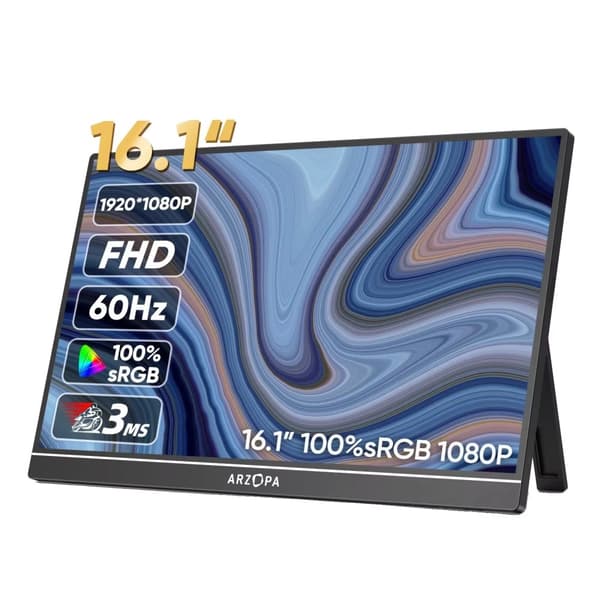 Kannettava näyttö, 16 tuuman Full HD -resoluutio, 178° laajat katselukulmat, sisäänrakennettu kaiutin