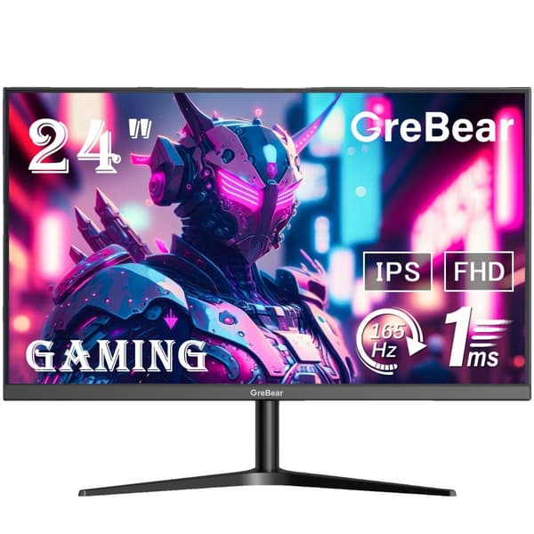 GreBear Spelmonitor, 165Hz uppdateringsfrekvens, 1ms responstid,svart, EU-plugg