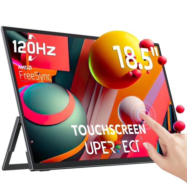 120Hz Touchscreen Bærbar Skærm, 18,5” IPS Display, HDR400 & AMD FreeSync,EU-stik, Berøringsskærm