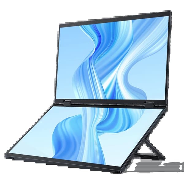 Folding Portable Monitor, 15,6" Dobbelt Skærm, 1920x1080 Opløsning,EU-stik, Delta