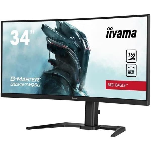 Böjd PC Gamer-skärm - IIYAMA G-Master Red Eagle GB3467WQSU-B5 - 34" UWQHD - VA-panel - 0,4 ms - 165Hz - 2 x HDMI / 2 x DP - AMD