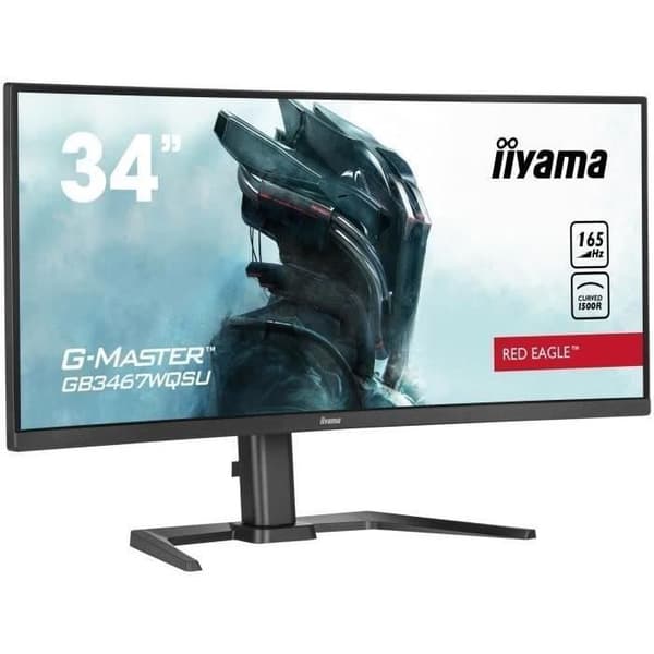 Böjd PC Gamer-skärm - IIYAMA G-Master Red Eagle GB3467WQSU-B5 - 34" UWQHD - VA-panel - 0,4 ms - 165Hz - 2 x HDMI / 2 x DP - AMD