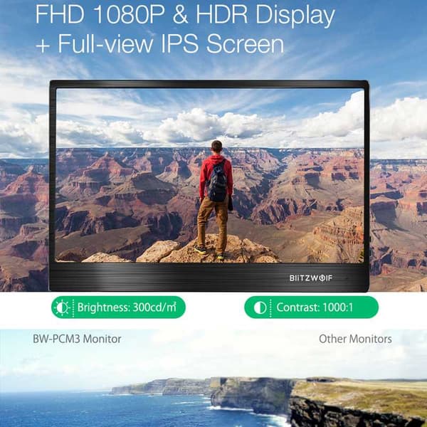 Bærbar Touchscreen Skærm, FHD 1080P, Dobbelt Stereo Lyd, Alsidig Tilslutning