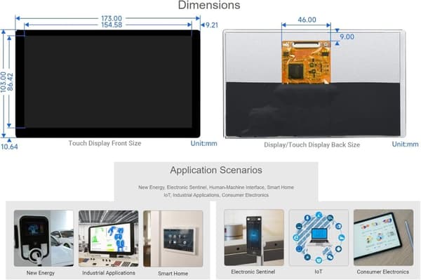 Waveshare 7 inch HDMI Display Capacitive Touch LCD with Bicolour Case 1024 x 600 IPS Screen Supports All Versions of Raspberry Pi Windows Monitor