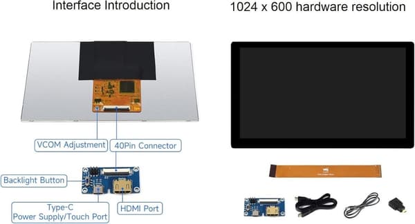 Waveshare 7 inch HDMI Display Capacitive Touch LCD with Bicolour Case 1024 x 600 IPS Screen Supports All Versions of Raspberry Pi Windows Monitor