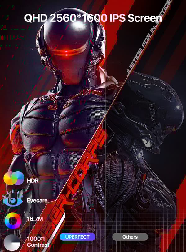 Kannettava pelimonitori, 2K QHD -resoluutio, 144 Hz virkistystaajuus,EU-pistoke