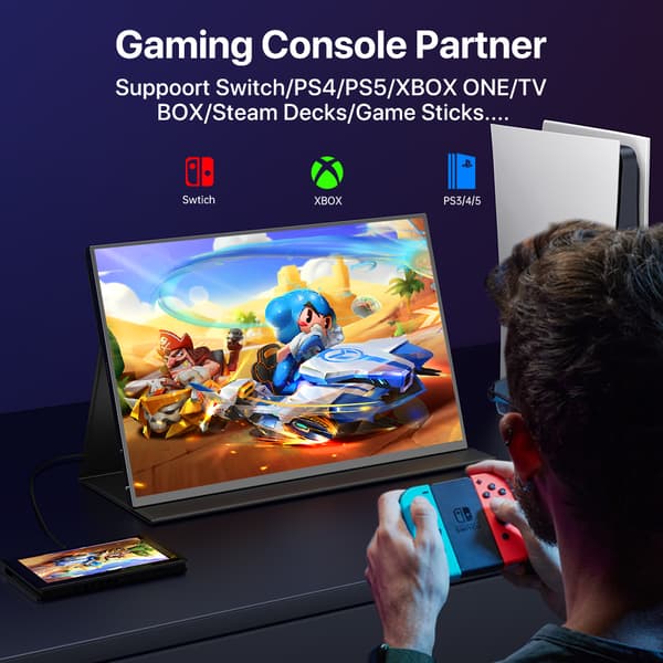 Kannettava pelimonitori, 2K QHD -resoluutio, 144 Hz virkistystaajuus,EU-pistoke