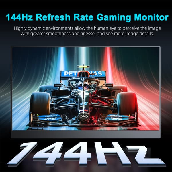 Bärbar 17,3-tumsmonitor, 144Hz uppdateringsfrekvens, 2560x1440 upplösning,EU-kontakt