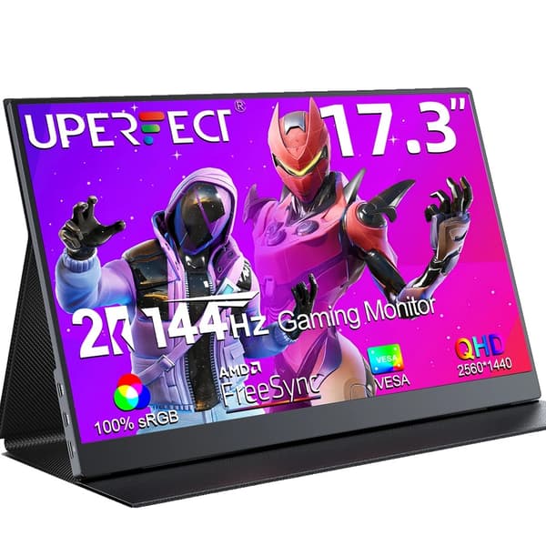 Bärbar 17,3-tumsmonitor, 144Hz uppdateringsfrekvens, 2560x1440 upplösning,EU-kontakt