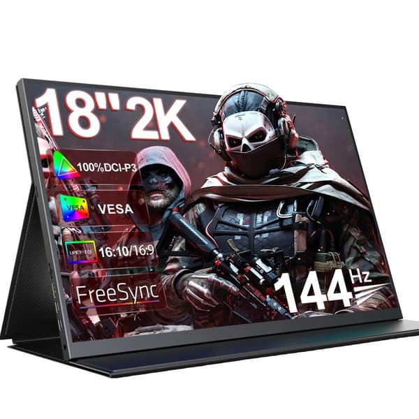 Bärbar Spelskärm, 2K Upplösning, 144Hz Uppdateringsfrekvens, UGame K118, EU-kontakt