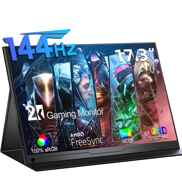 Bärbar Spelmonitor, 144Hz Uppdateringsfrekvens, QHD Upplösning,EU-kontakt