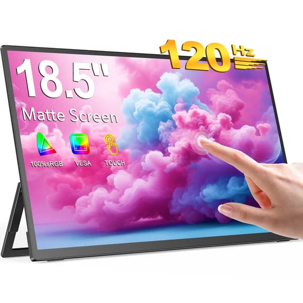 Bærbar skærm, Touchskærm, 120Hz opdateringshastighed, Touchscreen, EU-stik