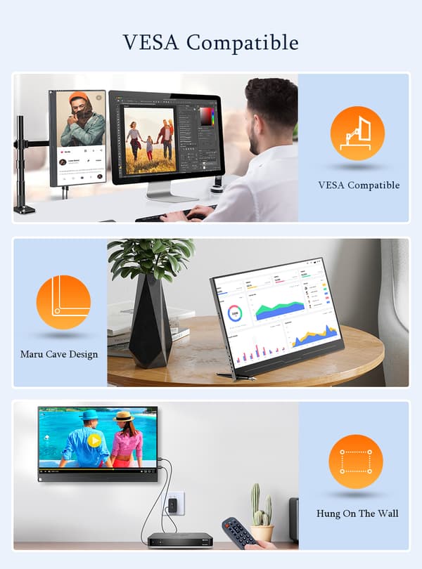 Kannettava 15,6 tuuman näyttö, FHD 1080P -resoluutio, USB Type-C -yhteys,EU-pistoke
