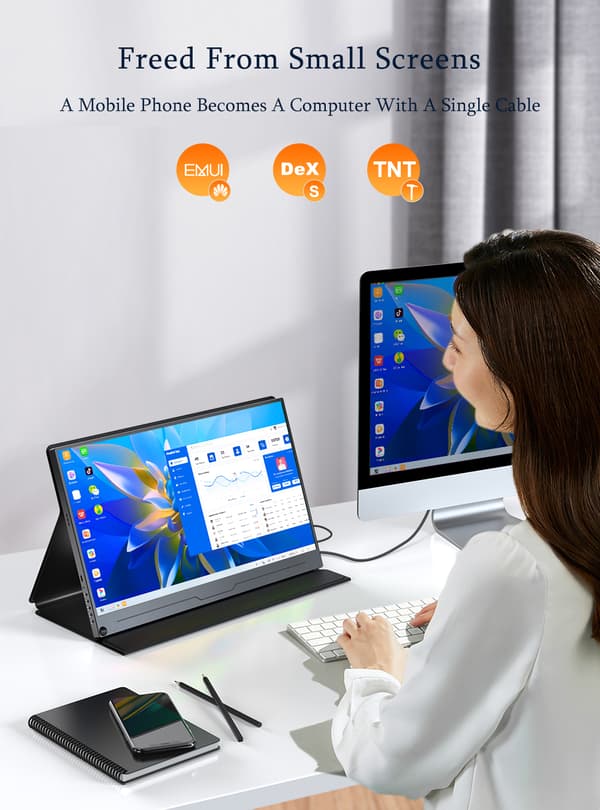 Kannettava 15,6 tuuman näyttö, FHD 1080P -resoluutio, USB Type-C -yhteys,EU-pistoke