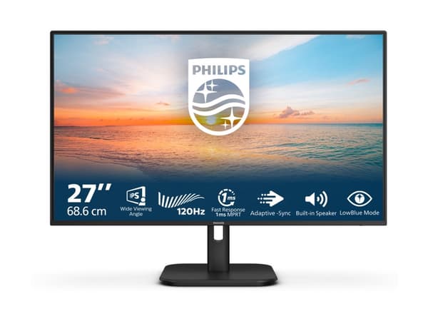 Philips 27E1N1200A - 1000 Series - LED-skjerm - 27" - 1920 x 1080 Full HD (1080p) @ 100 Hz - IPS - 250 cd/m² - 1300:1 - 1 ms - HDMI, VGA, DisplayPort
