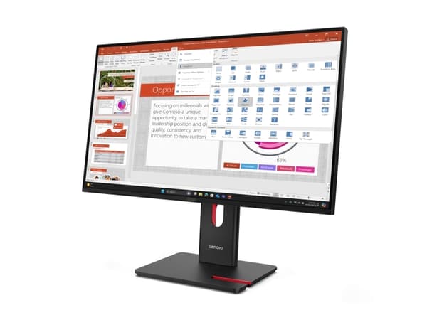 Lenovo ThinkVision T27-40, 68.6 cm (27"), 1920 x 1080 pixels, Full HD, LED, 6 ms, Black