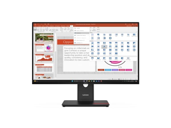 Lenovo ThinkVision T27-40, 68.6 cm (27"), 1920 x 1080 pixels, Full HD, LED, 6 ms, Black musta