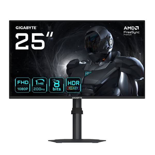 GIGABYTE G25F2 24,5" FHD Gaming-skærm - 1920 x 1080, 200Hz, 1ms, 300 cd/m2, skærm HDR 10, HDMI 2.0, Displayport 1.4 Sort