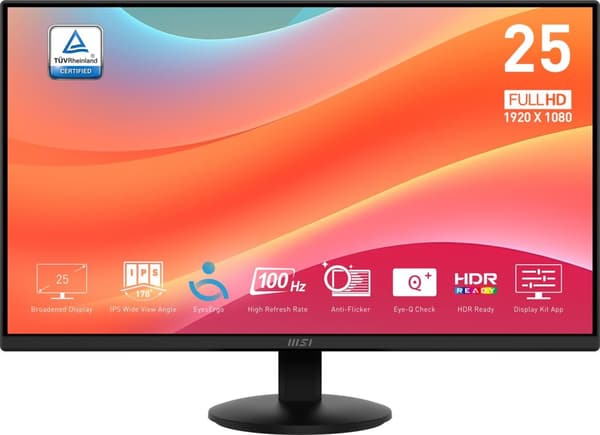 MSI Pro MP252L computerskærm 62,2 cm (24,5") 1920 x 1080 pixels Full HD LED Sort