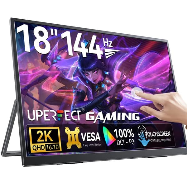 Bærbar Skærm, 18" Touchscreen, 144Hz Opdateringsfrekvens, 2560x1600 Opløsning,144hz TouchScreen, EU stik