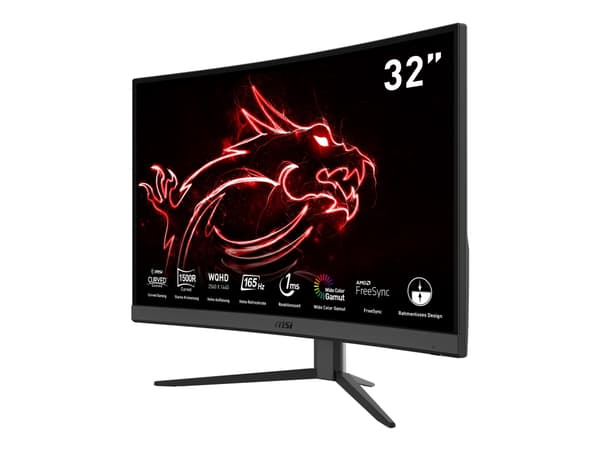 MSI Optix G32CQ4 - LED-skärm - gaming - böjd - 31,5" - 2560 x 1440 WQHD @ 165 Hz - VA - 250 cd/m² - 3000:1 - 1 ms - 2xHDMI, DisplayPort