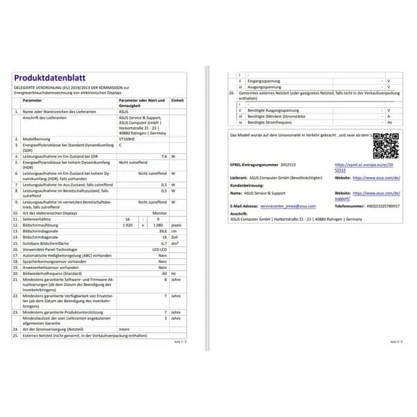 Skærm Asus 90LM09V1-B01170 Full HD 15"