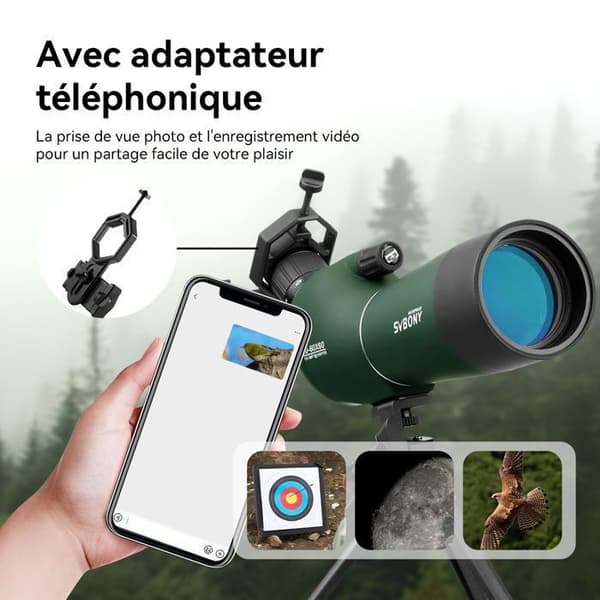 Svbony SV28 Teleskop 20-60x60 Bak4 Prisma Vattentät Monokulär Synfält 40-20m/1000m Sportskytte med Stativ