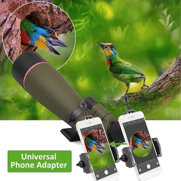 Svbony SV13 20-60X80 Kittkikare med Telefonadapter, HD Porro Prisma FMC Optik Vattentät Monokulär Kittkikare för Sportskytte