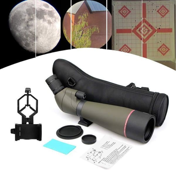 Svbony SV13 20-60X80 Kittkikare med Telefonadapter, HD Porro Prisma FMC Optik Vattentät Monokulär Kittkikare för Sportskytte