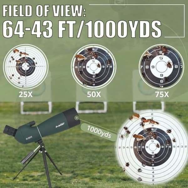 Svbony SV28PLUS Kikare, 25-75x70mm BAK4 FMC Linse, med Telefonadapter, Väska och Stativ, för Fågelobservations- och Bågskytte.