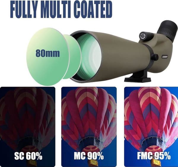 Svbony SV401 20-60x80 kikarsikte med dubbelt stativ, FMC optiskt vattentätt lutat, för fågelskådning, bågskytte
