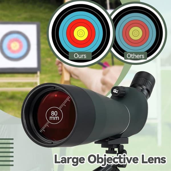 Svbony SV28PLUS Spottingscope med stativ Smartphone Adapter, 20-60x80mm A5 Claret Röd FMC BAK4 IP65 Vattentät, spottingscope