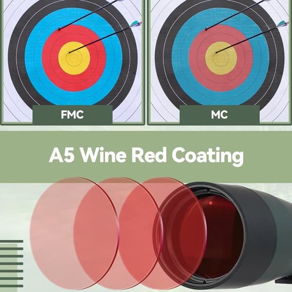 Svbony SV28PLUS Spottingscope med stativ Smartphone Adapter, 20-60x80mm A5 Claret Röd FMC BAK4 IP65 Vattentät, spottingscope