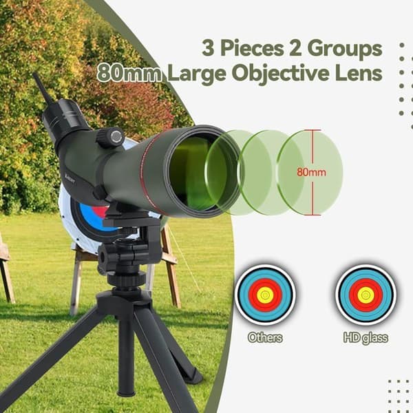 Svbony SA412 20-60x80 spottingscope med WiFi-kamera, HD spottingscope, stationär stativ, FMC vattentät anti-dimma spottingscope-monokulär