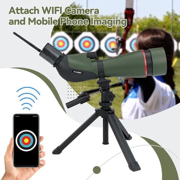 Svbony SA412 20-60x80 spottingscope med WiFi-kamera, HD spottingscope, stationär stativ, FMC vattentät anti-dimma spottingscope-monokulär