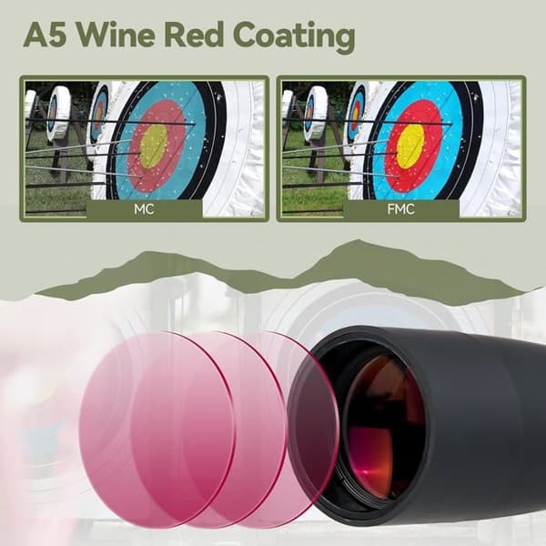 Svbony SV28PLUS Spottingscope med stativ Smartphone Adapter, 25-75x70mm A5 Claret Röd FMC BAK4 IP65 Vattentät, spottingscope