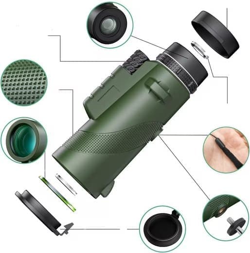 Lollanda Monokulær 10x Forstørrelse, Monokulær, 42 mm Vandtæt Teleskop – HD, Stativ, Vandtæt, Udendørs
