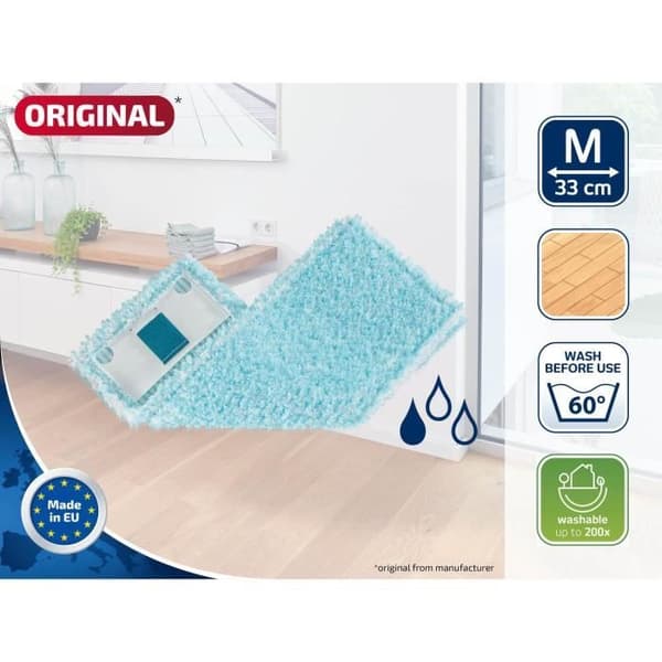 LEIFHEIT Clean Twist M Ergo super soft 52122 Reservöverdrag för rengöring av platt mopp, specialöverdrag för känsliga golv