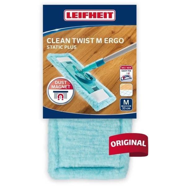 LEIFHEIT Clean Twist M Ergo Static plus 52124 Reservöverdrag för plattmopp. överdrag för kemtvätt. dammborttagning