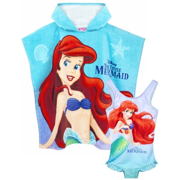 The Little Mermaid Baddräkt och poncho för flickor