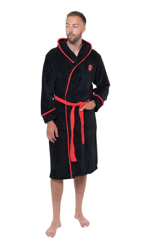 The Rolling Stones Bathrobe Tongue Band Logo Official super soft fleece Unisex Black M